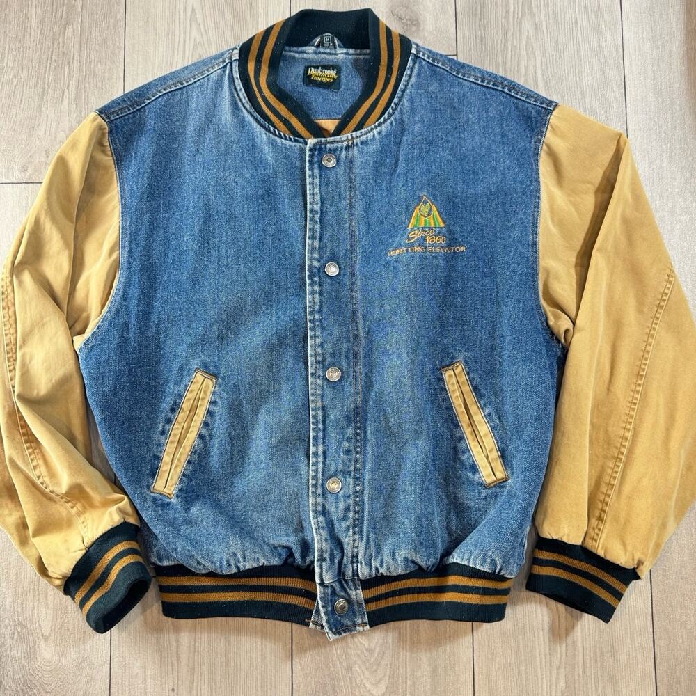 Vintage 90s Dunbrooke Hunting Denim Embroidered Jacket Mens M